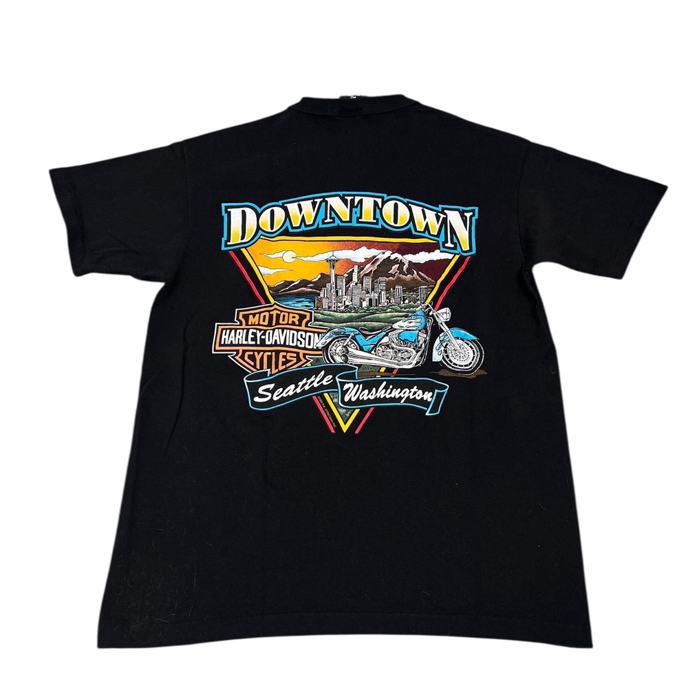 1993 Harley Davidson Henley T Shirt
Medium Black Downtown Seattle Washington USA - Picture 4 of 7